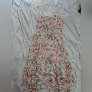 Floral Lace Dress with Pink and Green Accents